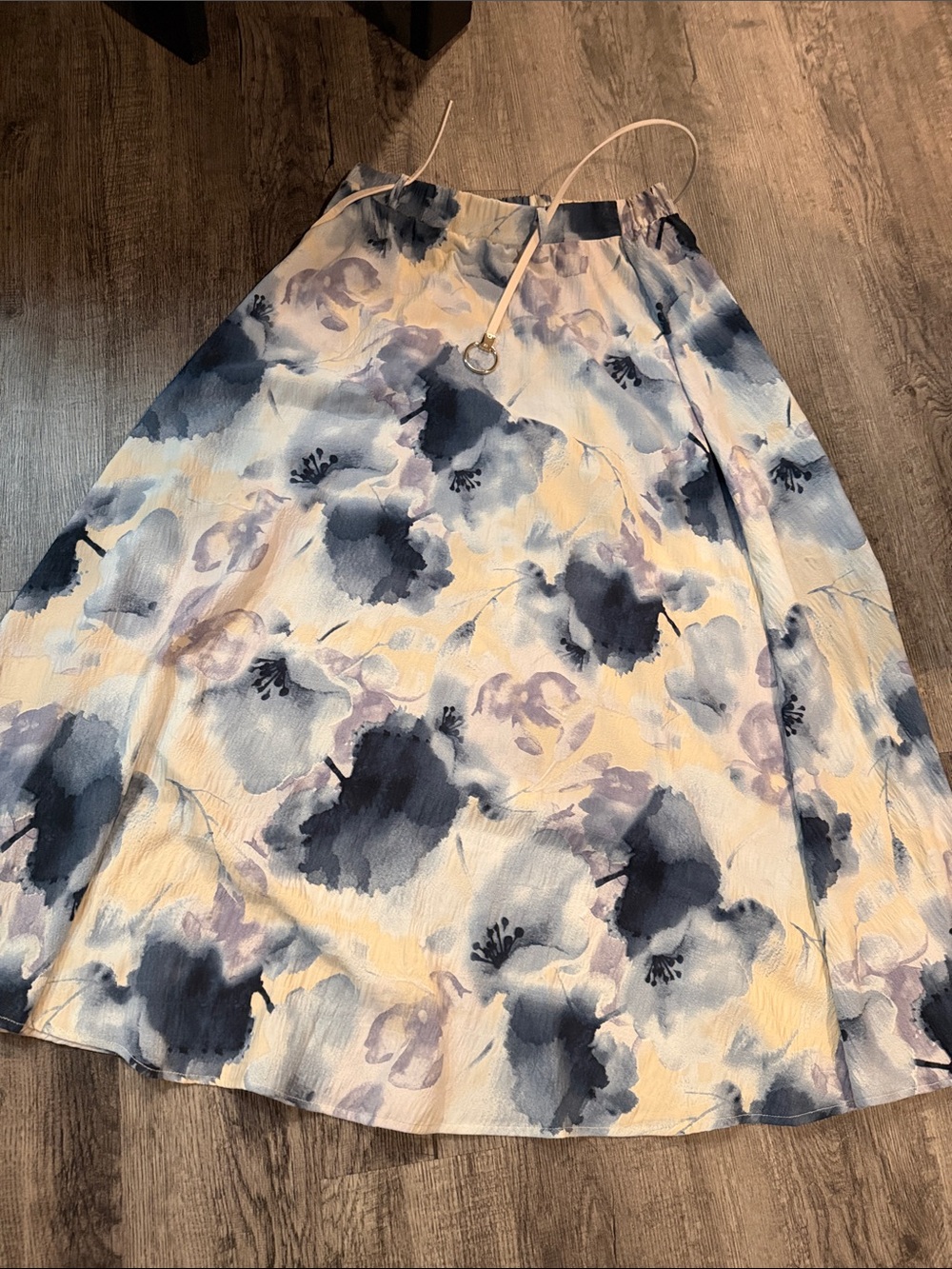 Harper Blue and Cream Tie-Dye Midi Skirt